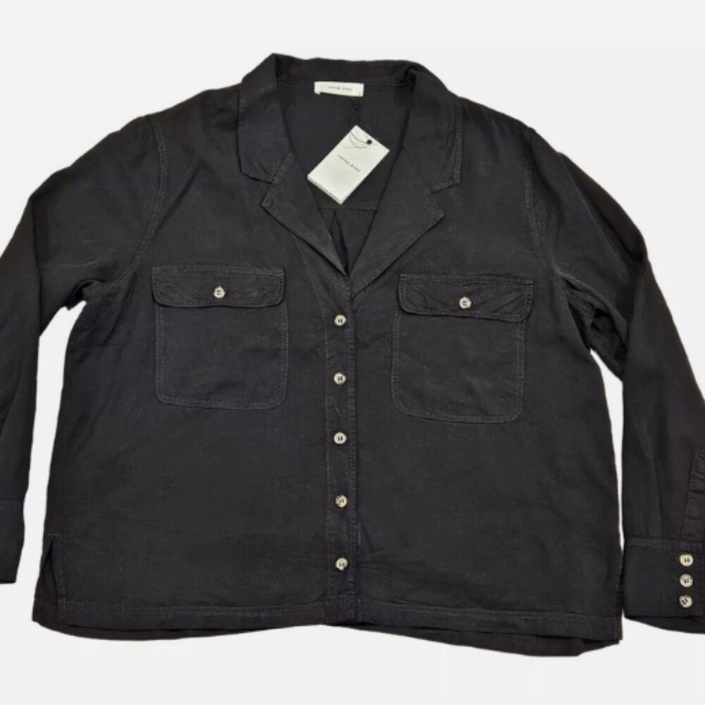 NWT Anine Bing Women's Black Button Down Shirt/Jacket 100% Tencel Size Large NWT